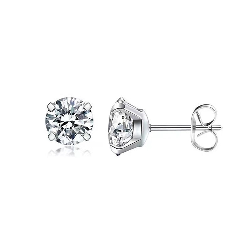 1 Set 1 Pair Minimalist Classic Style Round Plating Inlay Stainless Steel Zircon 18k Gold Plated Ear Studs