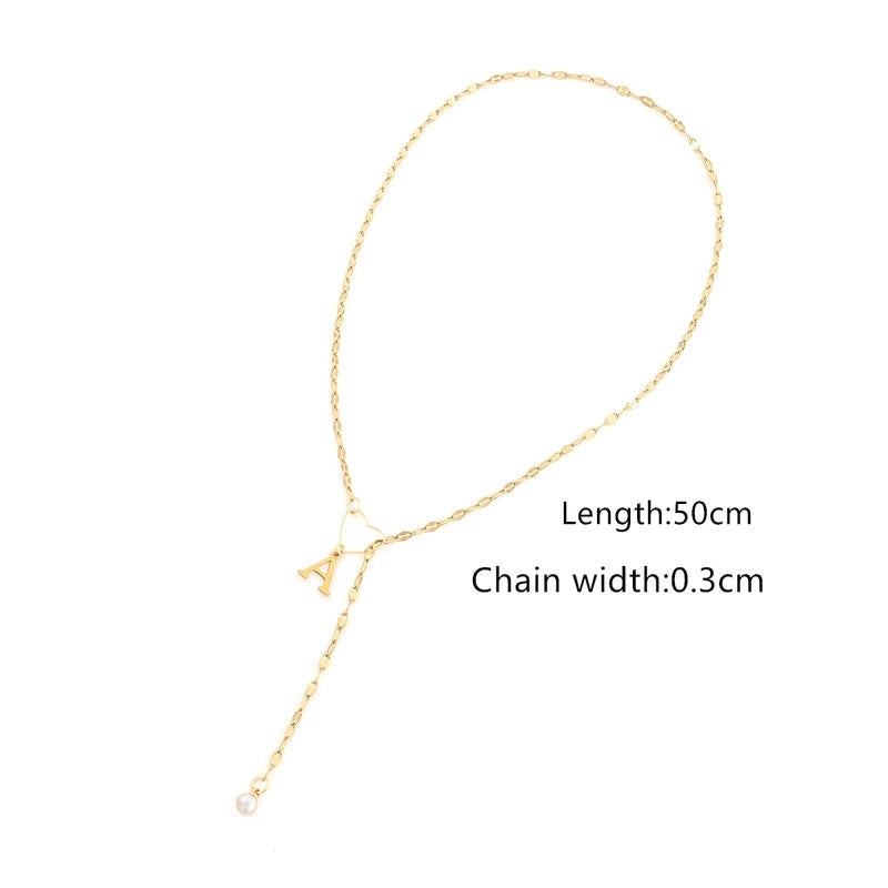 Elegant Minimalist Classic Style Letter Heart Shape 201 Stainless Steel 304 Stainless Steel Artificial Pearl Stainless Steel Necklaces