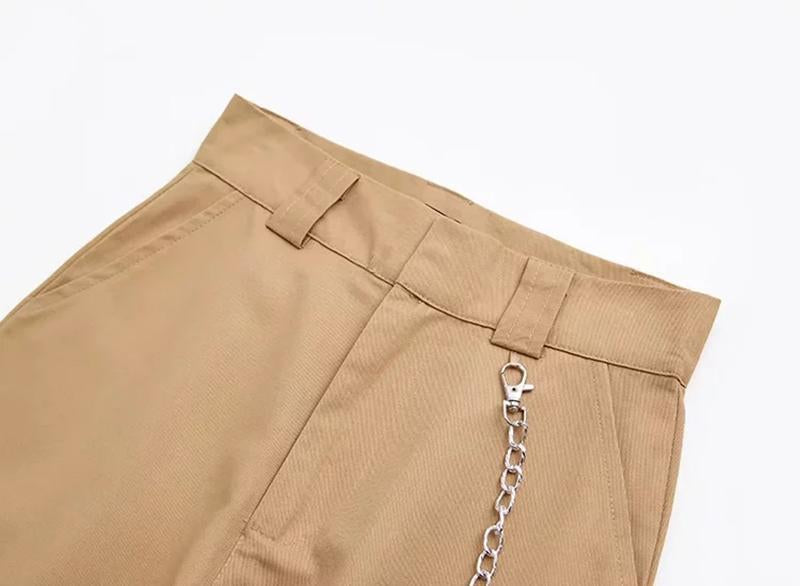 High Waisted Straight Trouser With Chain