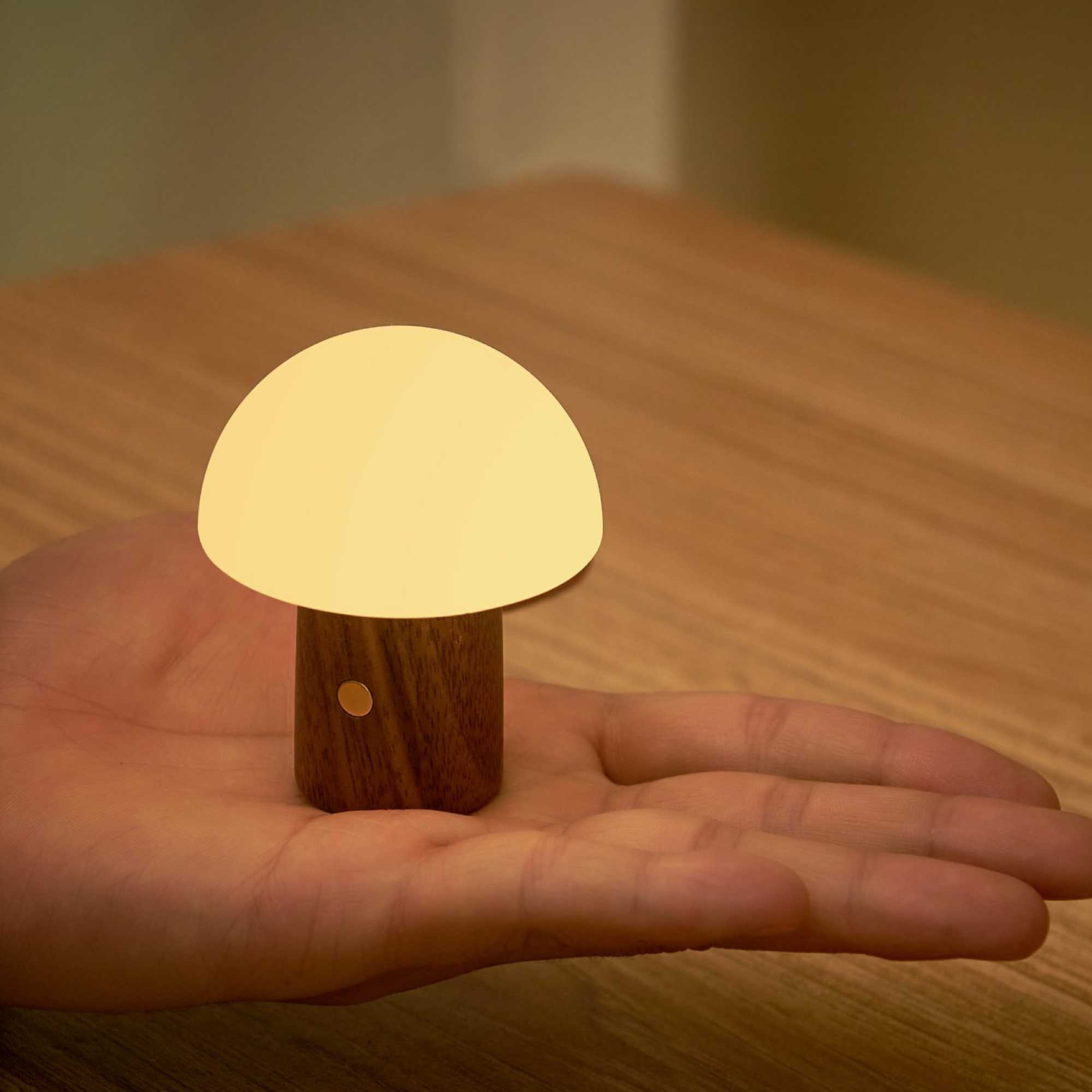 Gingko Alice Mushroom Lamp Super Mini . Walnut