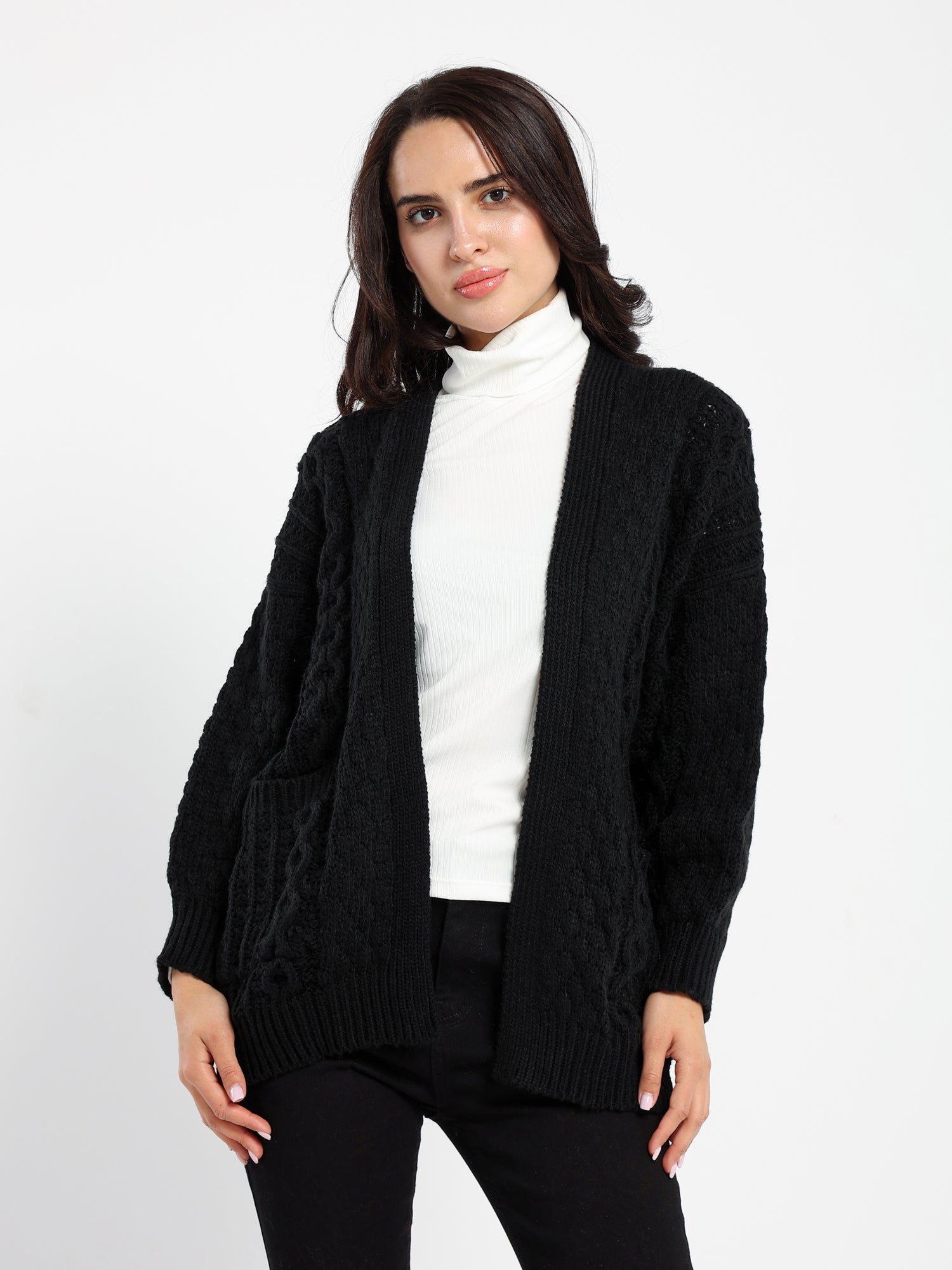 Textured Medium Length Cardigan