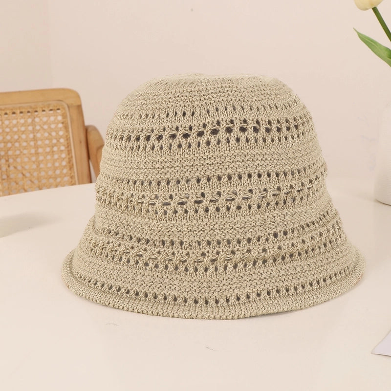Women's Casual Minimalist Solid Color Solid Color Hollow Out Eaveless Bucket Hat