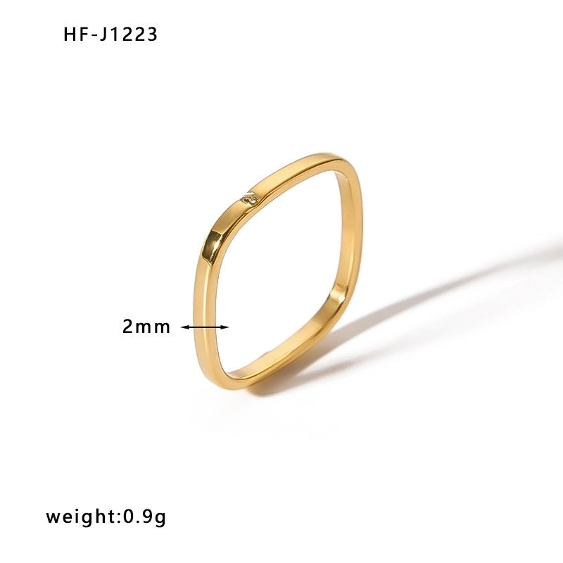 Stainless Steel 18K Gold Plated Minimalist Plating Heart Shape Crown Bow Knot Rings