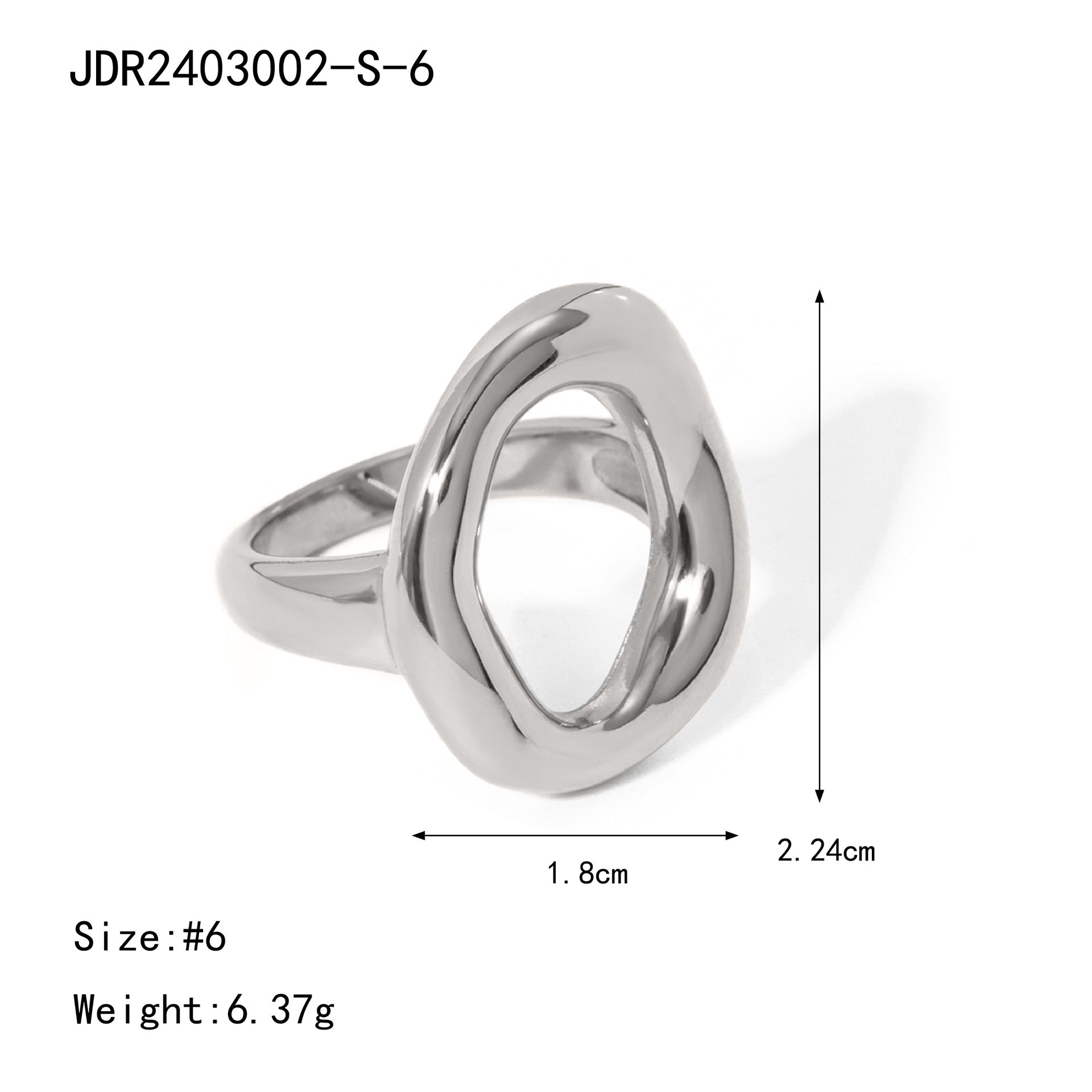 Jie Ding 18K Gold-Plated Stainless Steel Geometric Ring Buckle Bracelet Titanium Steel Jewelry