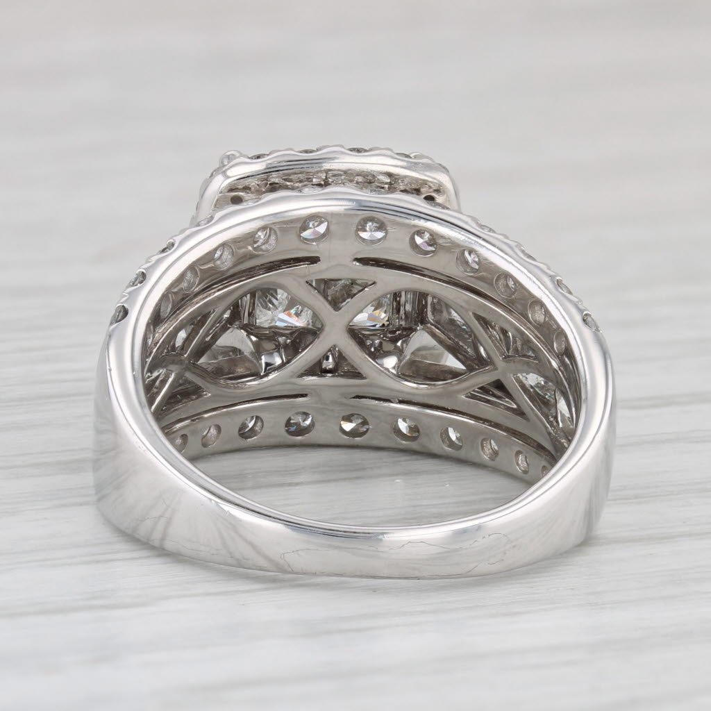 3.77ctw Princess Diamond Halo Engagement Ring 14k White Gold Size 7.75