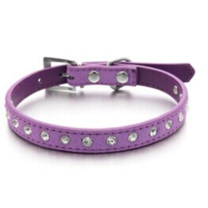 Diamond Crystal Cool Leather Dog Collars