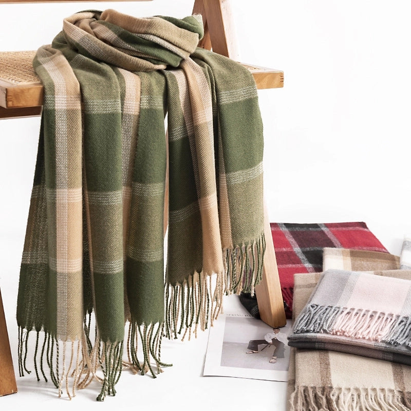 Unisex Casual Lattice Imitation Cashmere Scarf