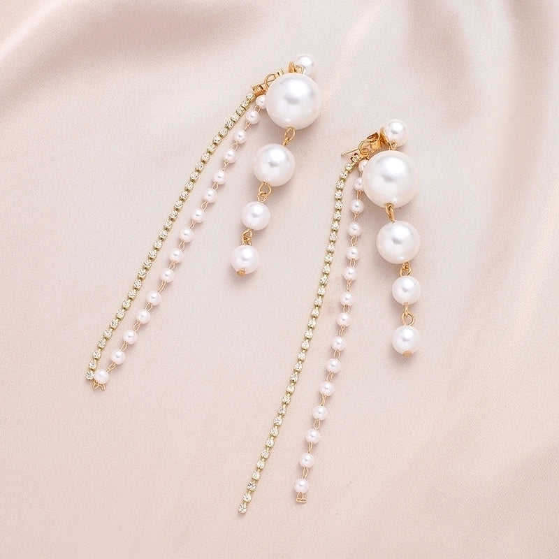 1 Pair Fashion Star Flower Imitation Pearl Alloy Inlay Rhinestones Women's Earrings