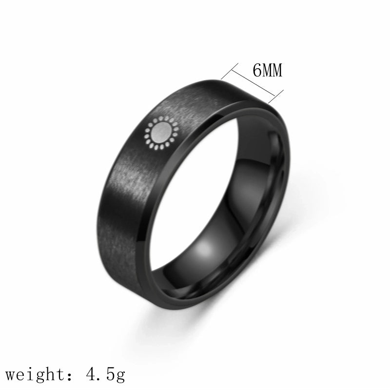 Vintage Style Sun Star Moon Titanium Steel Plating Carving Rings