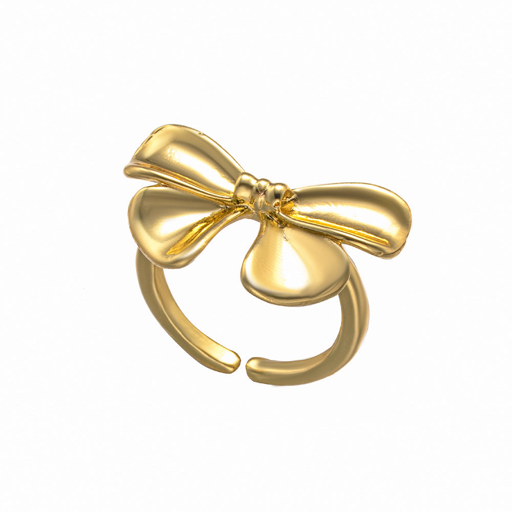 Niche Design Bow Ring For Women Fashionable Exquisite Simple And Versatile Open Ring