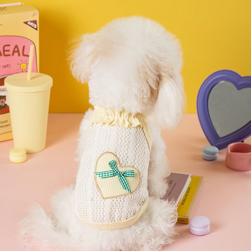 Heart Bow Decor Dog Cat Lace Vest