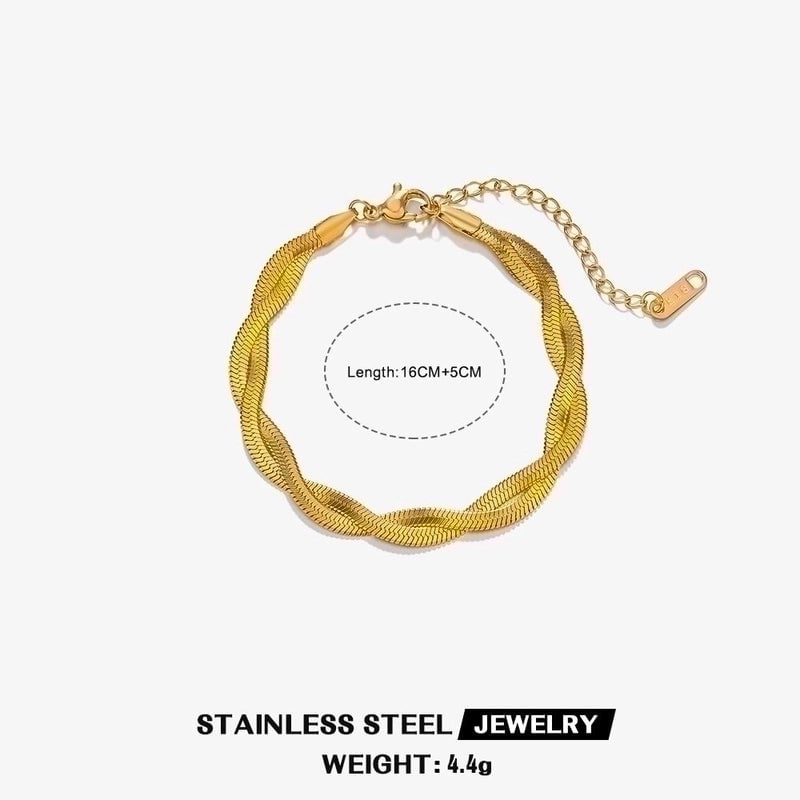 IG Style Minimalist Twist 304 Stainless Steel 18K Gold Plated Bracelets In Bulk