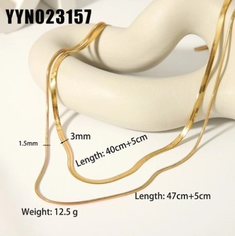 201 Stainless Steel 18K Gold Plated Modern Style Minimalist Streetwear Plating Solid Color Double Layer Necklaces