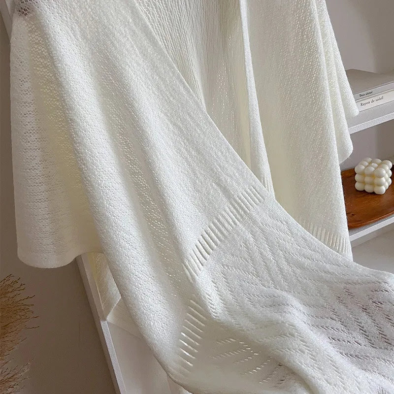 Women's Elegant Minimalist Solid Color Cotton Polyester Tassel Shawl
