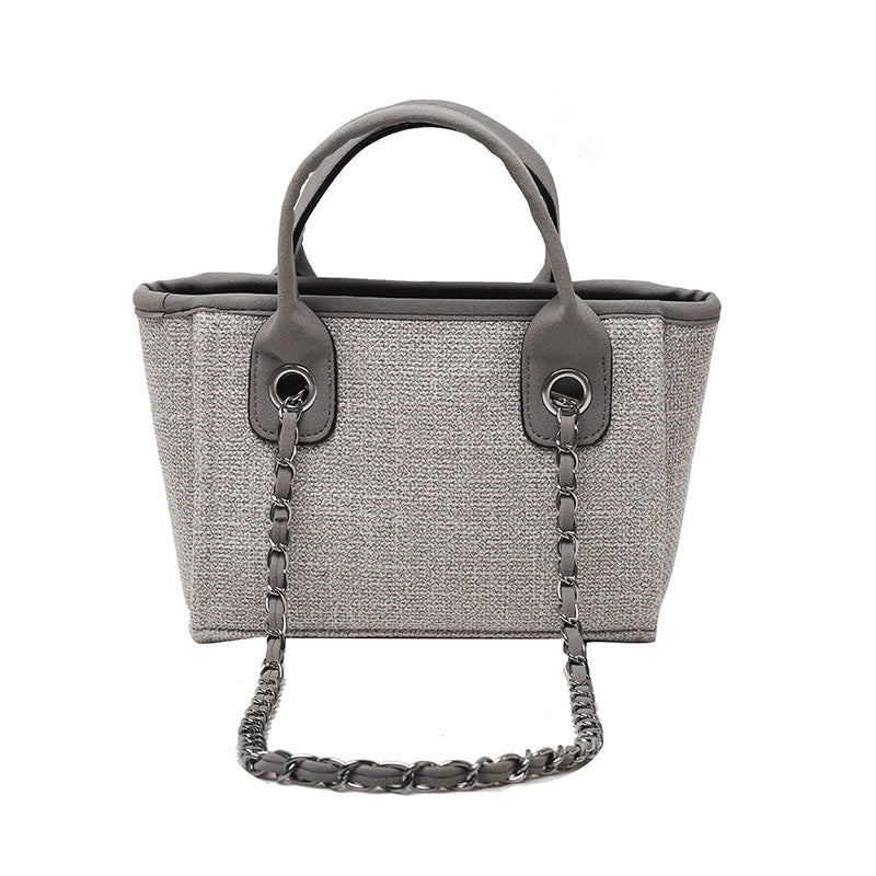 Women'S Large Canvas Solid Color Streetwear Square Zipper Tote Bag