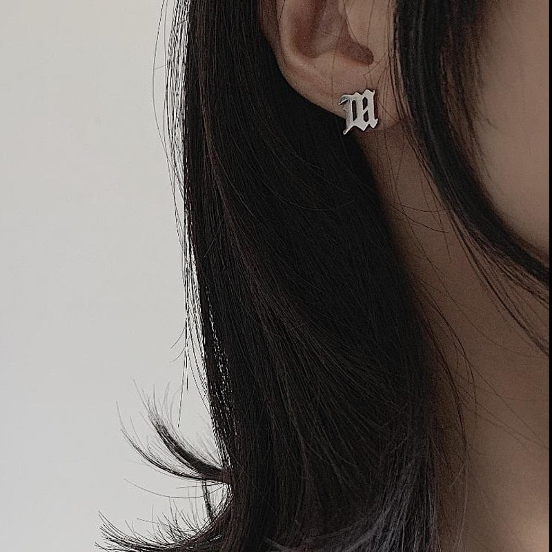 M Old English Earrings
