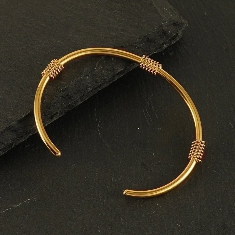 Retro Geometric Snake Stainless Steel Bangle