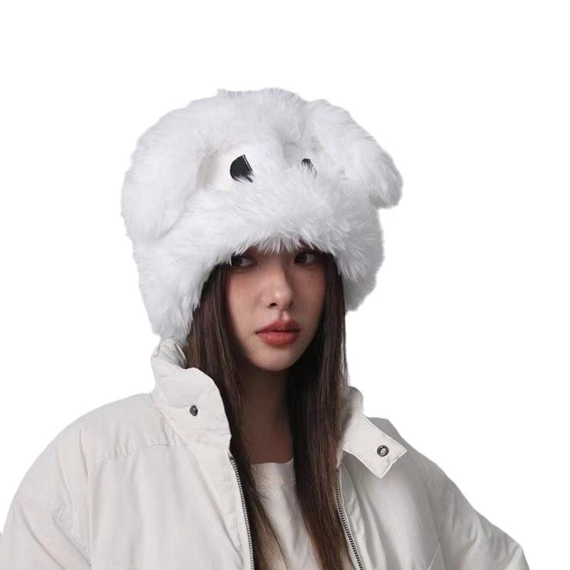 Cute Wild Funny Puppy Hat Female Big Eye Long Ears Autumn-Winter Warm And Thickening Ear Protection Plush Lei Feng Hat