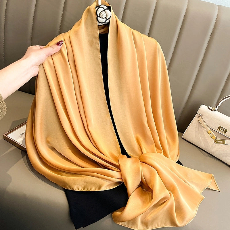 Women's Minimalist Classic Style Solid Color Imitated Silk Silk Scarf