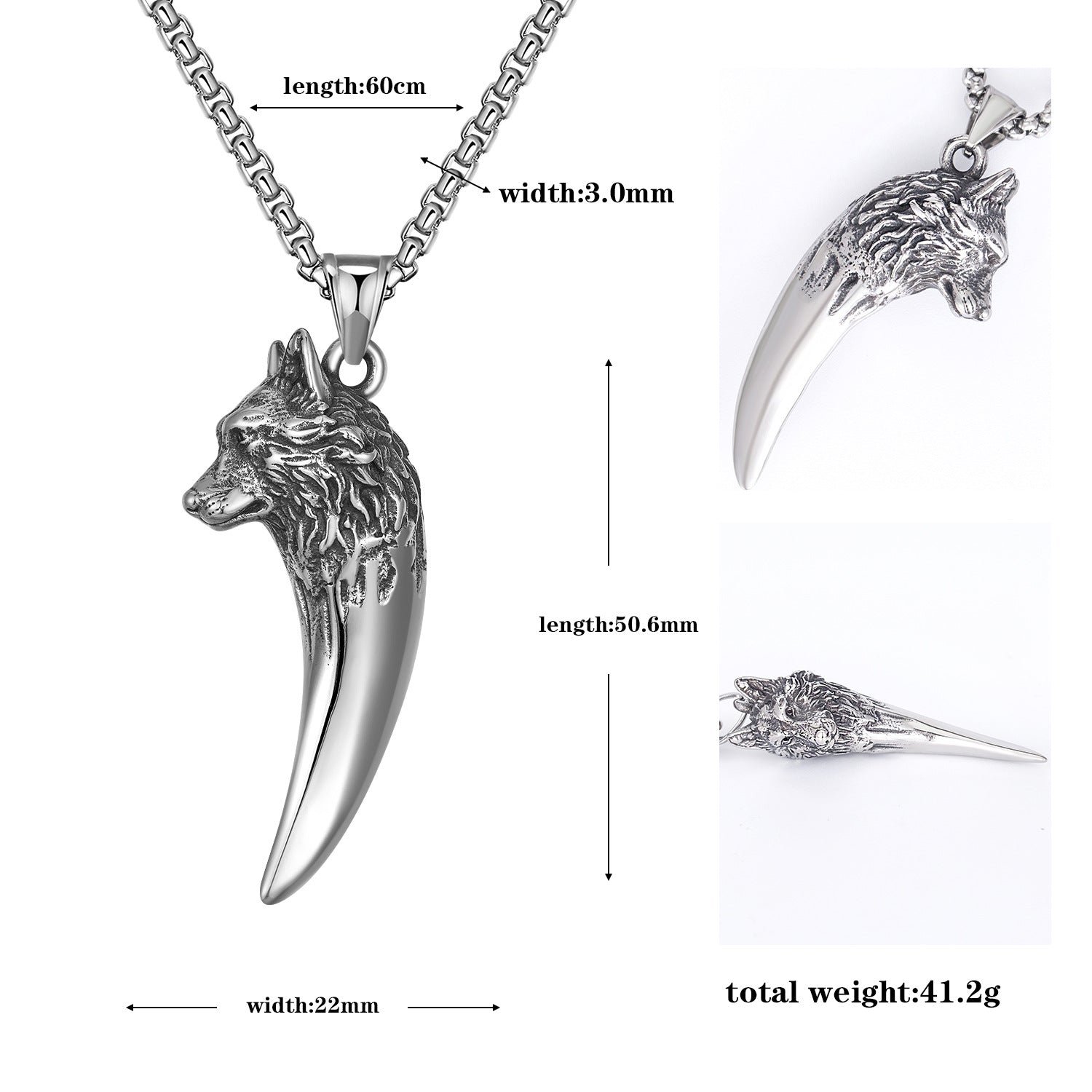 '' Never give up '' Wolf Necklace