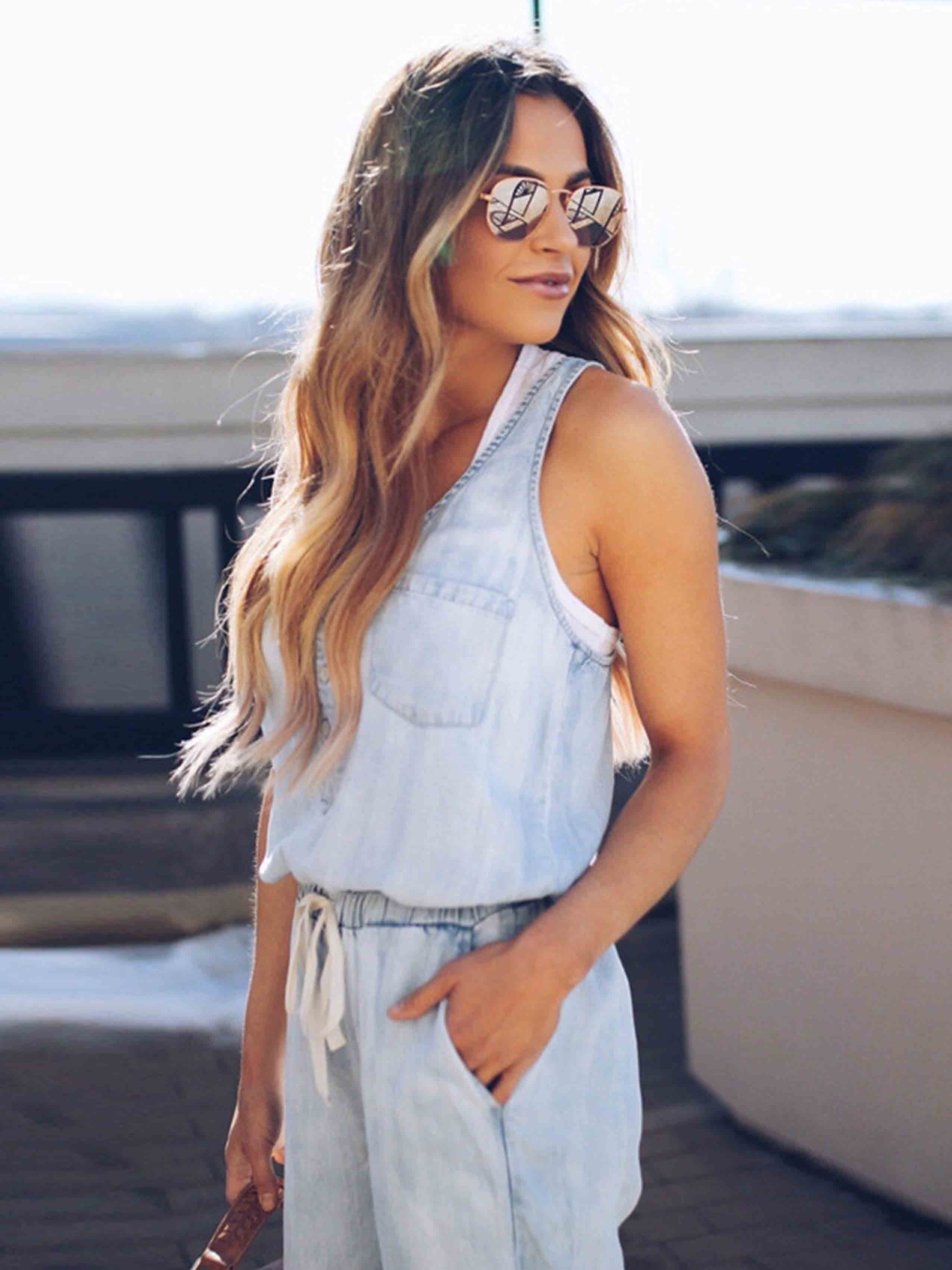 Casual Vest Denim Jumpsuit