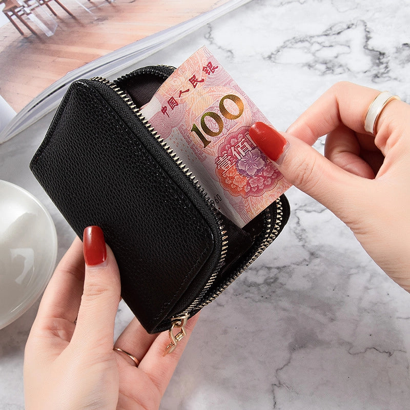 Basic Solid Color Square Zipper Small Wallet