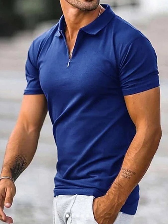 Men's Lapel Casual Solid Color POLO Shirt