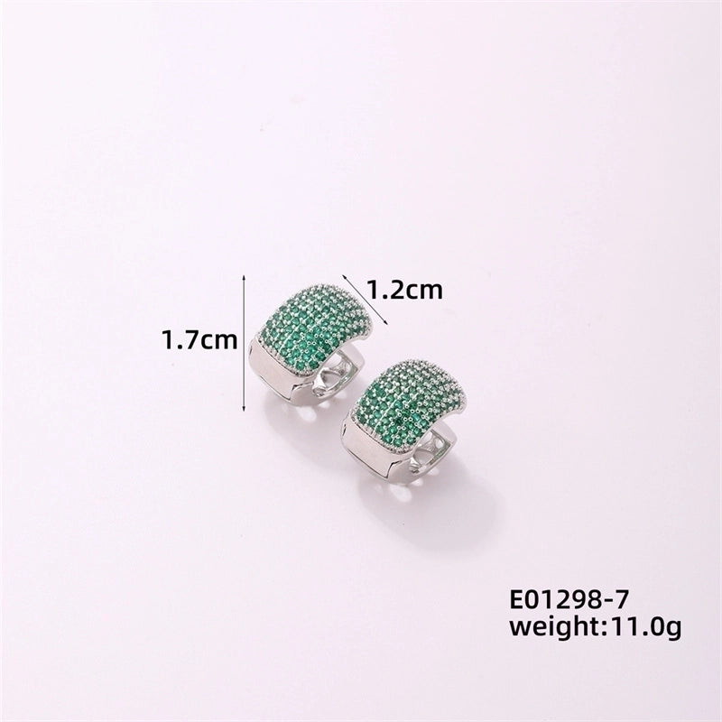 1 Piece Casual Minimalist Geometric Copper Zircon Gold Plated Silver Plated Huggie Earrings