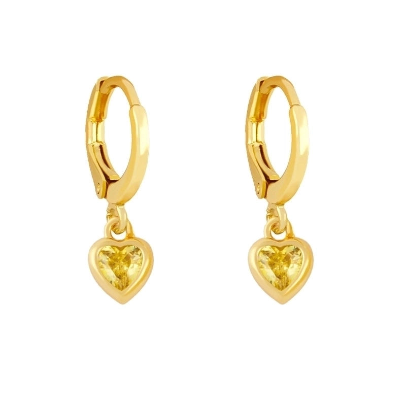 Fashion Heart Copper Artificial Gemstones Copper Earrings