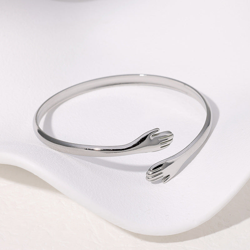Expressive Palm Stainless Steel Electroplating Bangles