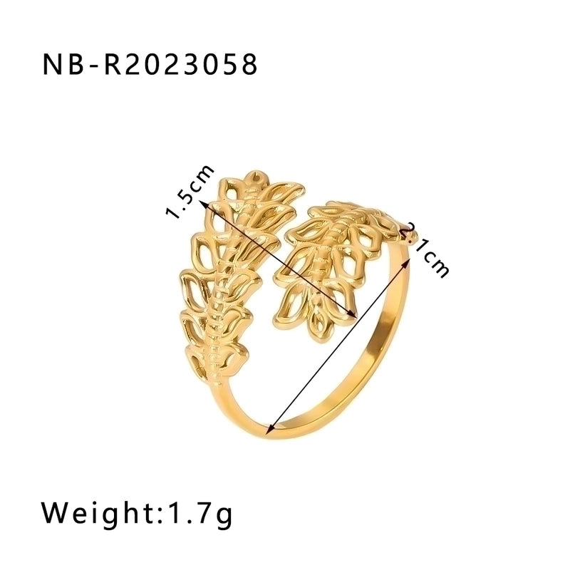 2 Pieces Stainless Steel 18K Gold Plated IG Style Basic Minimalist Plating Tree Symbol Lingge Open Rings