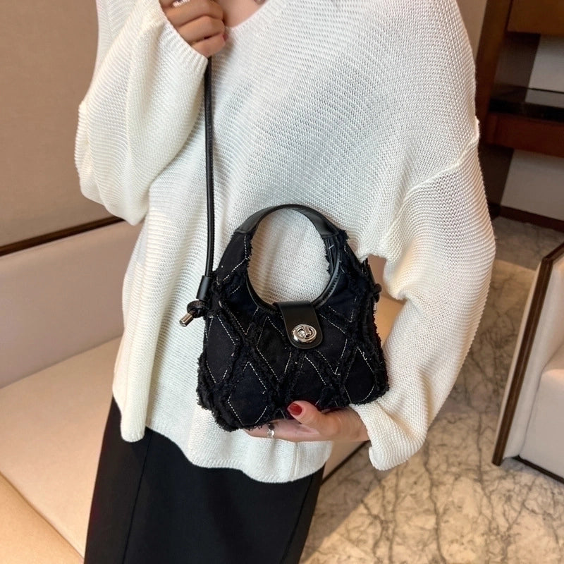Women's Denim Solid Color Preppy Style Streetwear Pillow Shape Zipper Shoulder Bag Handbag Crossbody Bag