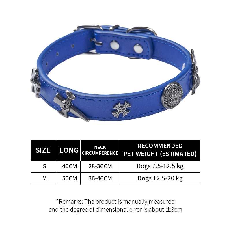 Cool Style Pu Leather Bear Rhinestone Inlaid Pearls Pet Collar
