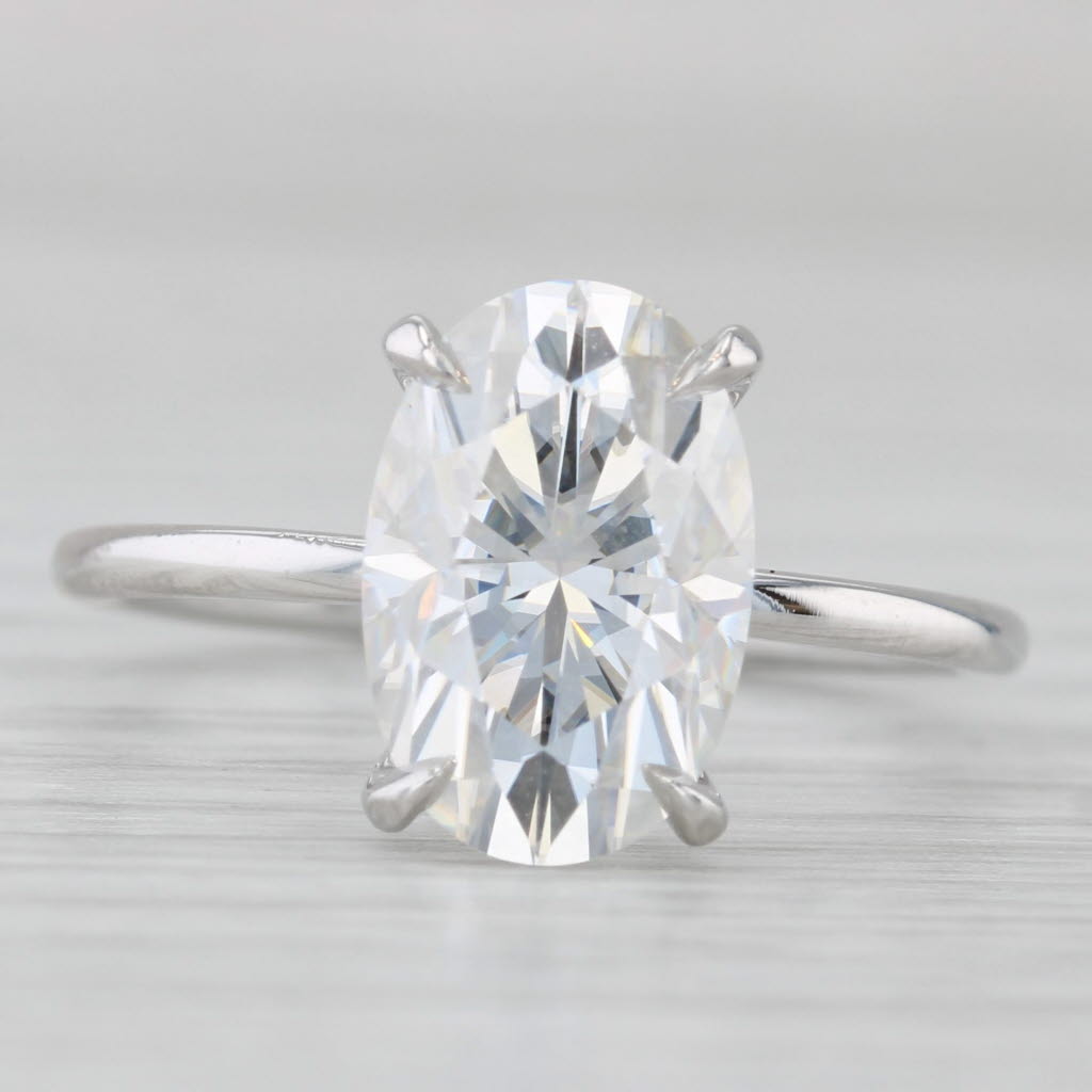 4.45ct Oval Moissanite Solitaire Engagement Ring 14k White Gold Size 8