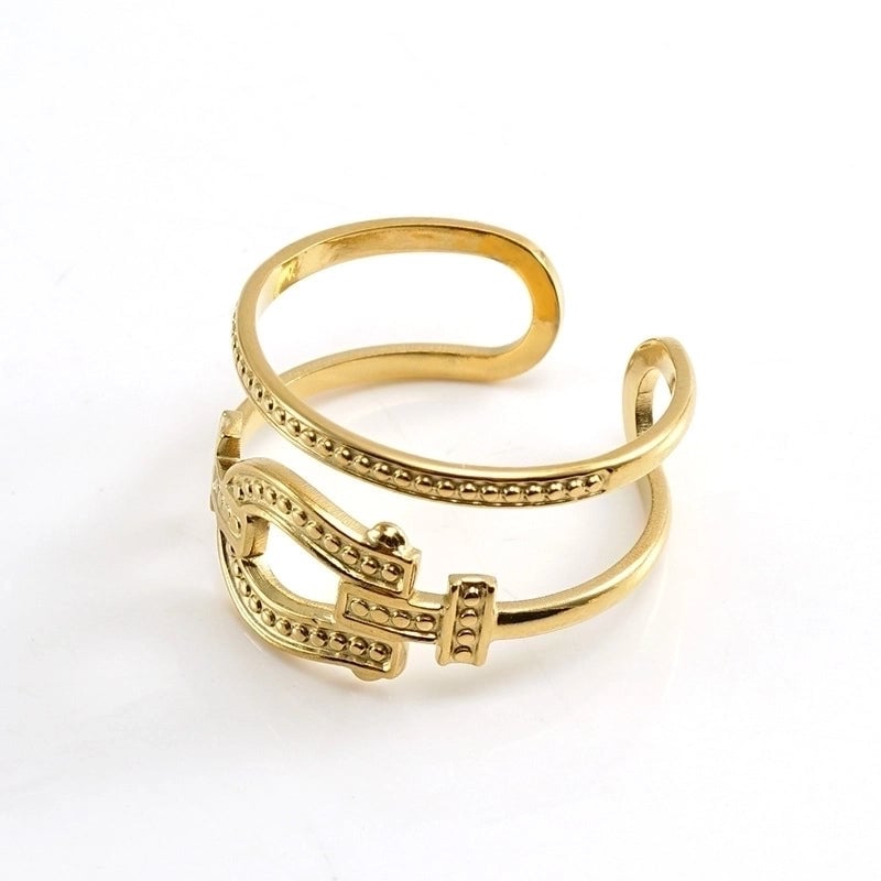 Retro Geometric 304 Stainless Steel Titanium Steel 18K Gold Plated Plating Stainless Steel Rings