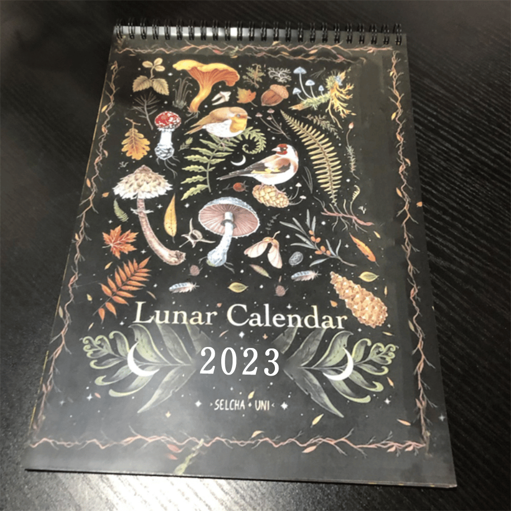 Jieowen 2023 Dark Forest Lunar Calendar Wall Decor Art Monthly Moon Calendar Wheel Gifts