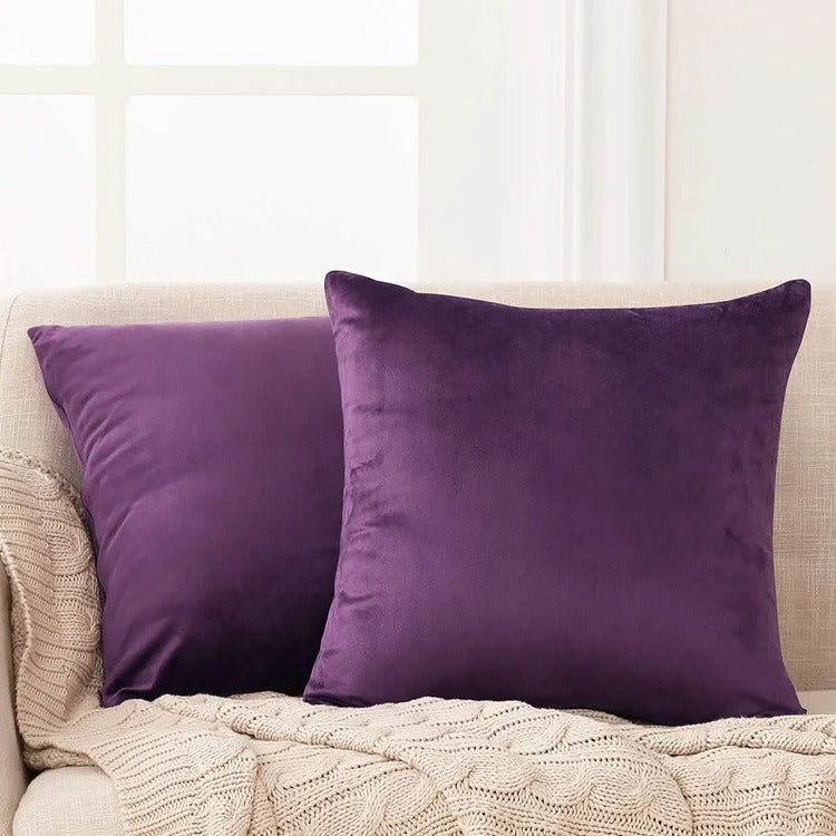 Plum-Velvet Cushion Covers