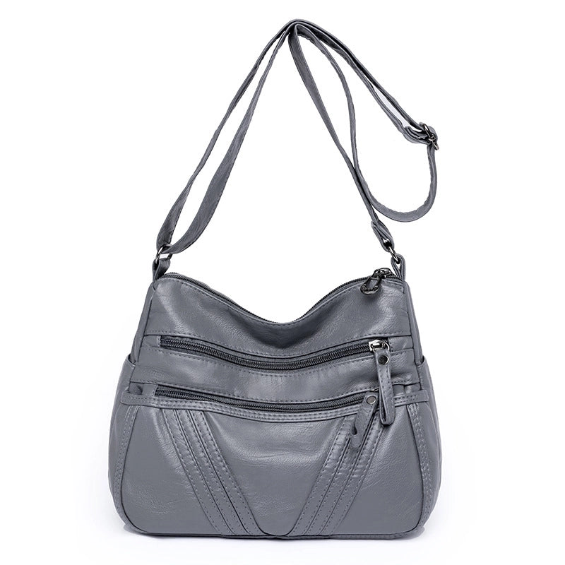 Women's Pu Leather Solid Color Vintage Style Square Zipper Square Bag