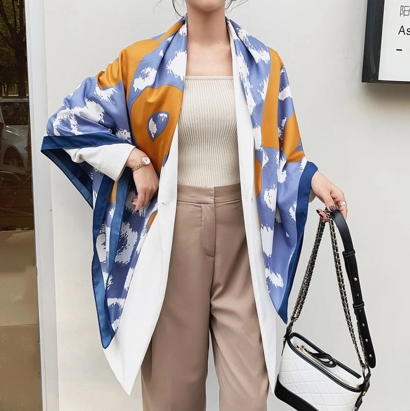 Women's Elegant Minimalist Plant Polyester Silk Scarf