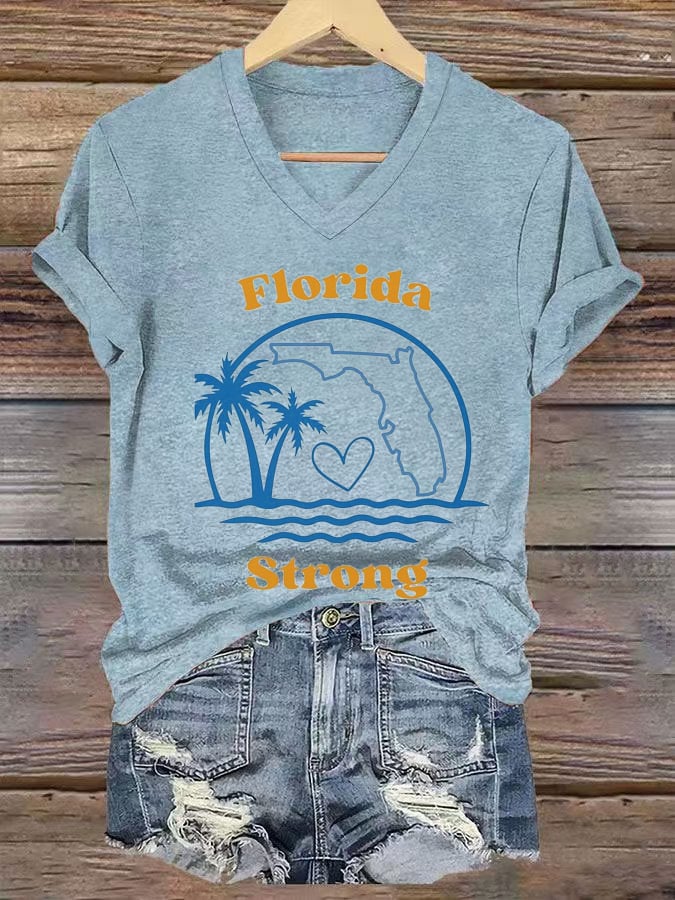 Women's Florida Strong Printed V-Neck T-Shirt