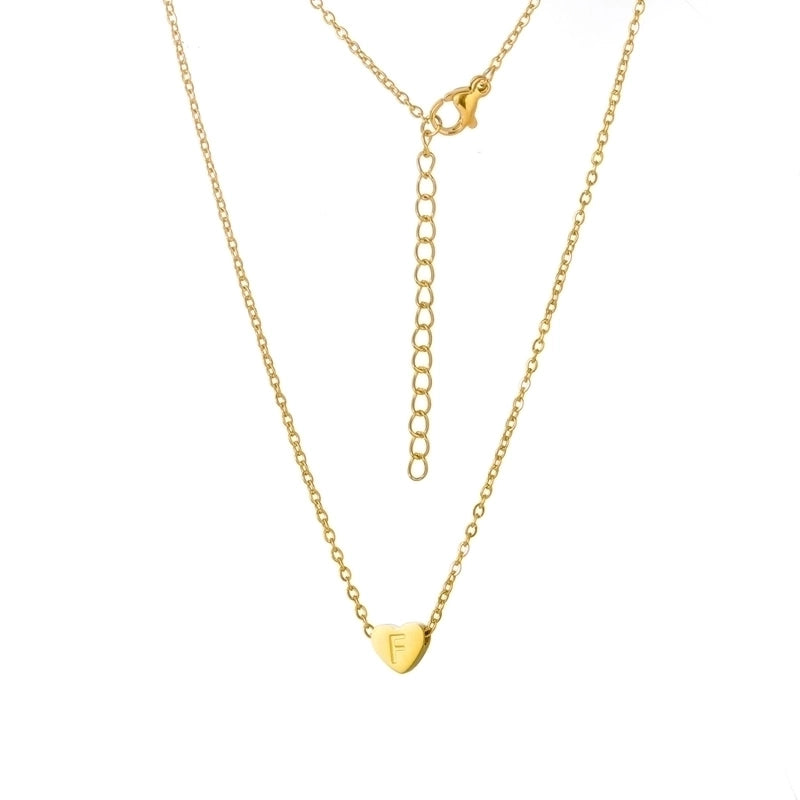 Stainless Steel Titanium Steel 18K Gold Plated Minimalist Letter Heart Shape None Pendant Necklace