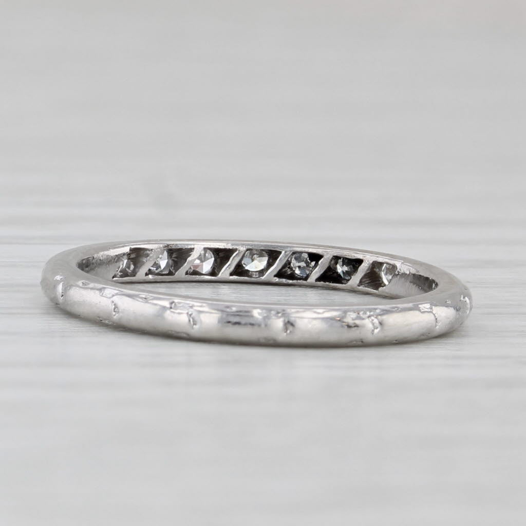 Traub Orange Blossom Art Deco Wedding Band Platinum Stackable Ring Size 4.75