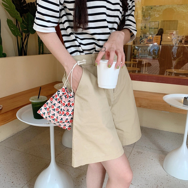 Unisex Small Polyester Plaid Flower Streetwear Bucket String Handbag