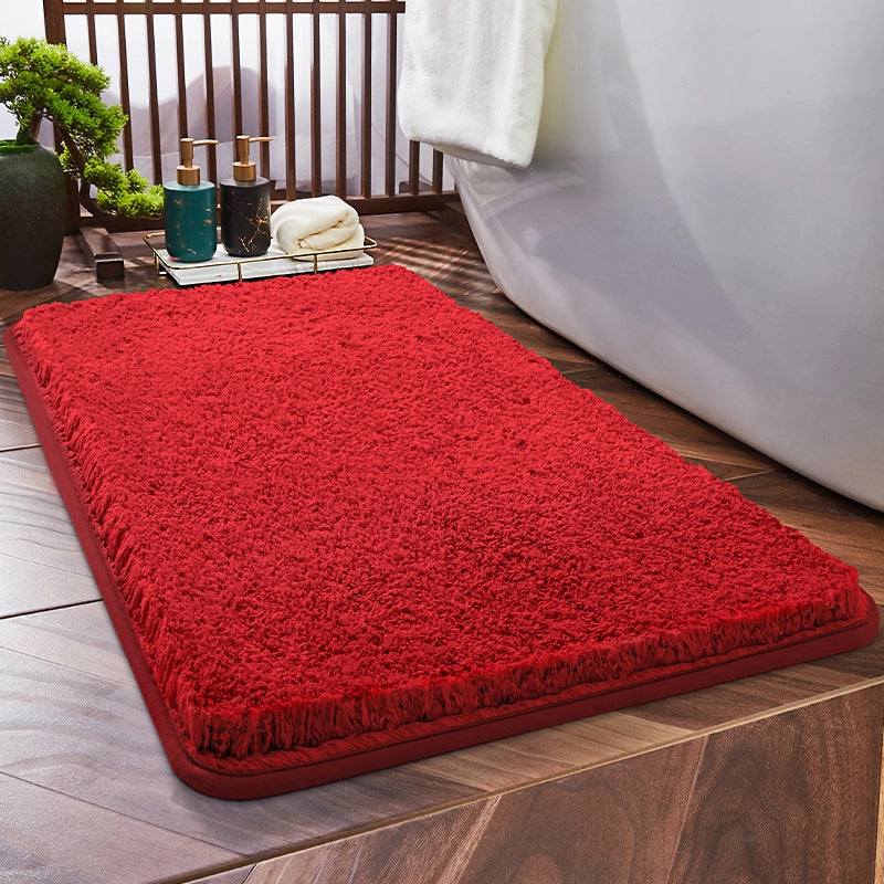 Household Bathroom Door Mat Solid Color Simple Bathroom Absorbent Non-Slip Mat Spot Thickened Fiber Floor Mat