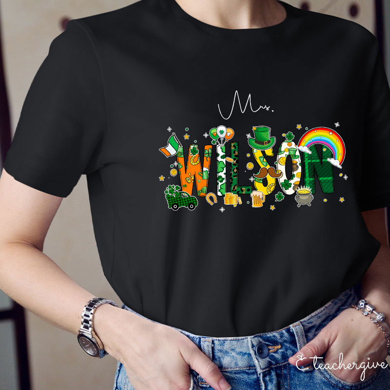 Personalized Name St Patrick's Day Teacher T-Shirt