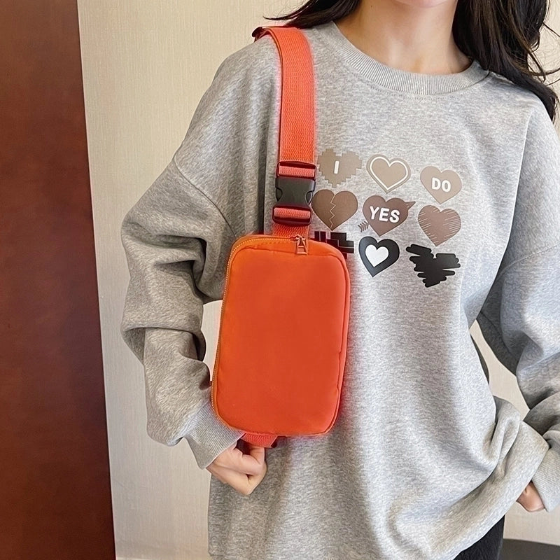 Women's Oxford Cloth Solid Color Classic Style Streetwear Sewing Thread Square Zipper Fanny Pack