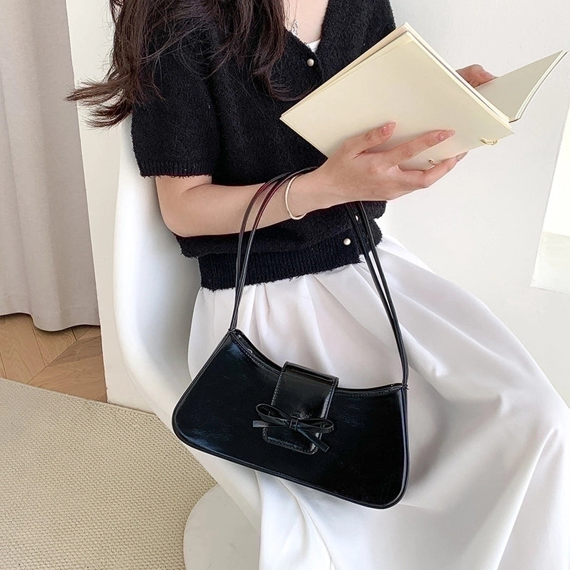 Women's Medium Pu Leather Solid Color Basic Zipper Underarm Bag