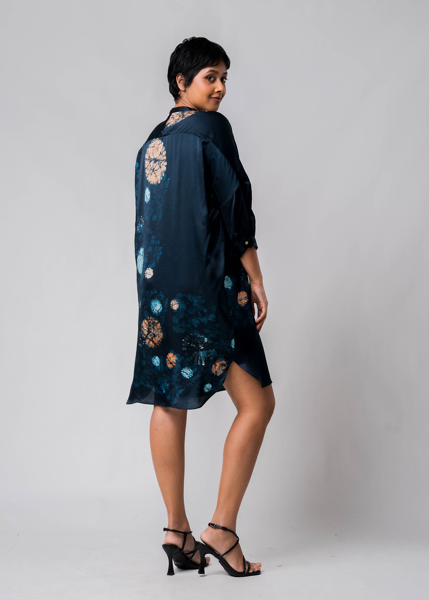 Batik Floral Chinese Collar Dress