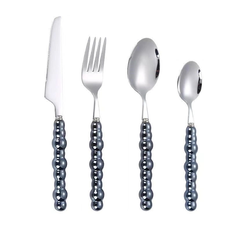 Ceramic Pearl Handle Stainless Steel Knife. Fork And Spoon Creative Light Luxury Western Food Hotel Steak Knife Dessert Spoon Tableware Suit