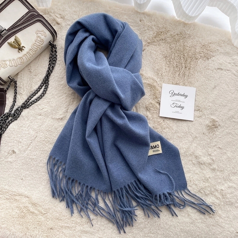New Solid Color Cashmere Scarf Women's Fashion Wear Autumn And Winter Warm Shawl Women's Scarf